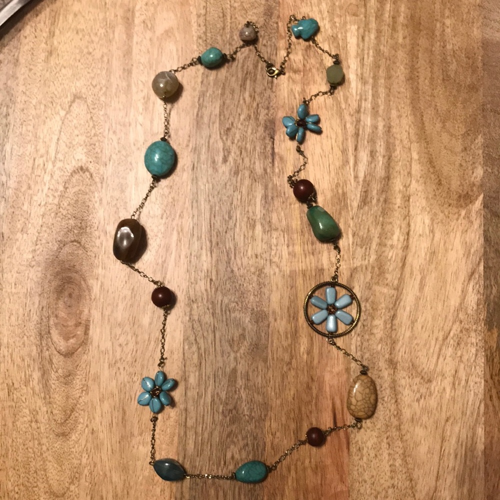 Boho Chic Bead and Stone Necklace